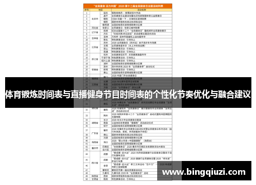体育锻炼时间表与直播健身节目时间表的个性化节奏优化与融合建议